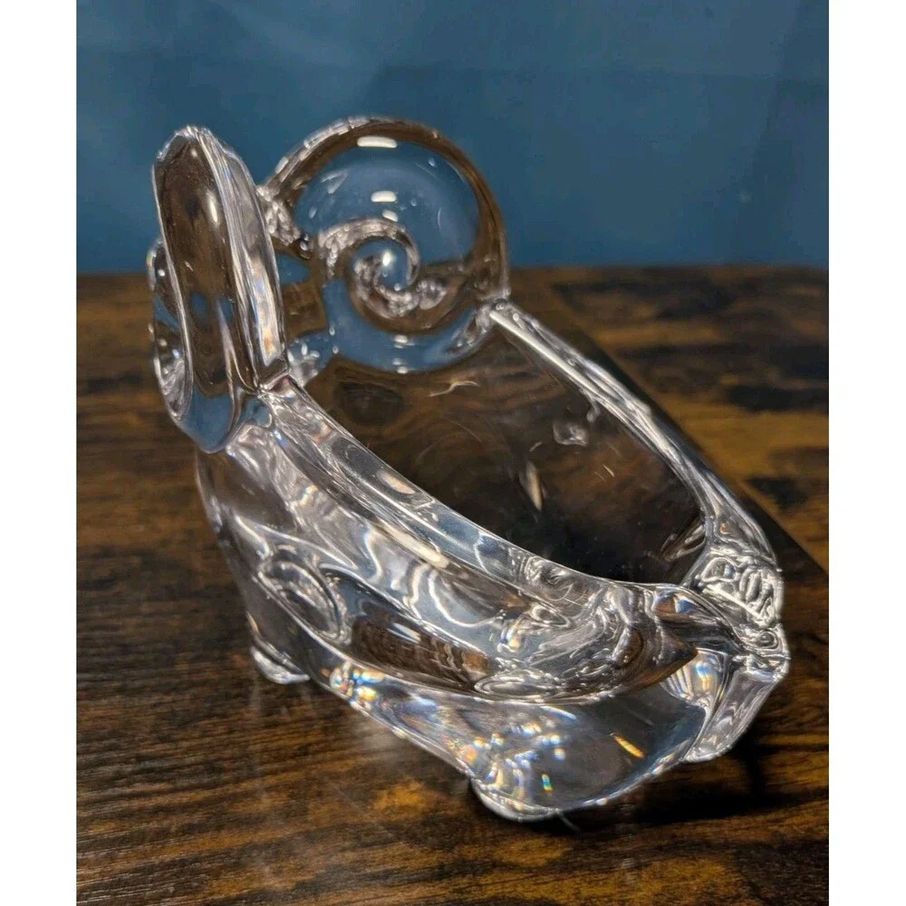 Vannes Le Chatel Lead Crystal Glass Ram Trinket Jewelry Pipe Holder Shelf Decor
